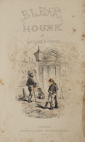 Dickens, Charles - Bleak House. First Edition. pictorial engraved and printed titles, frontis and 38 plates (by H.K.Browne); old half calf and marbled boards, gilt extra decorated panelled spine with red label, marbled e